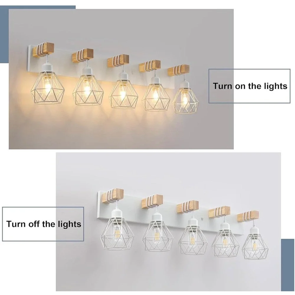 New in box Farmhouse Vanity Light 5 Light White Wood Rustic Sconce Wall Lighting